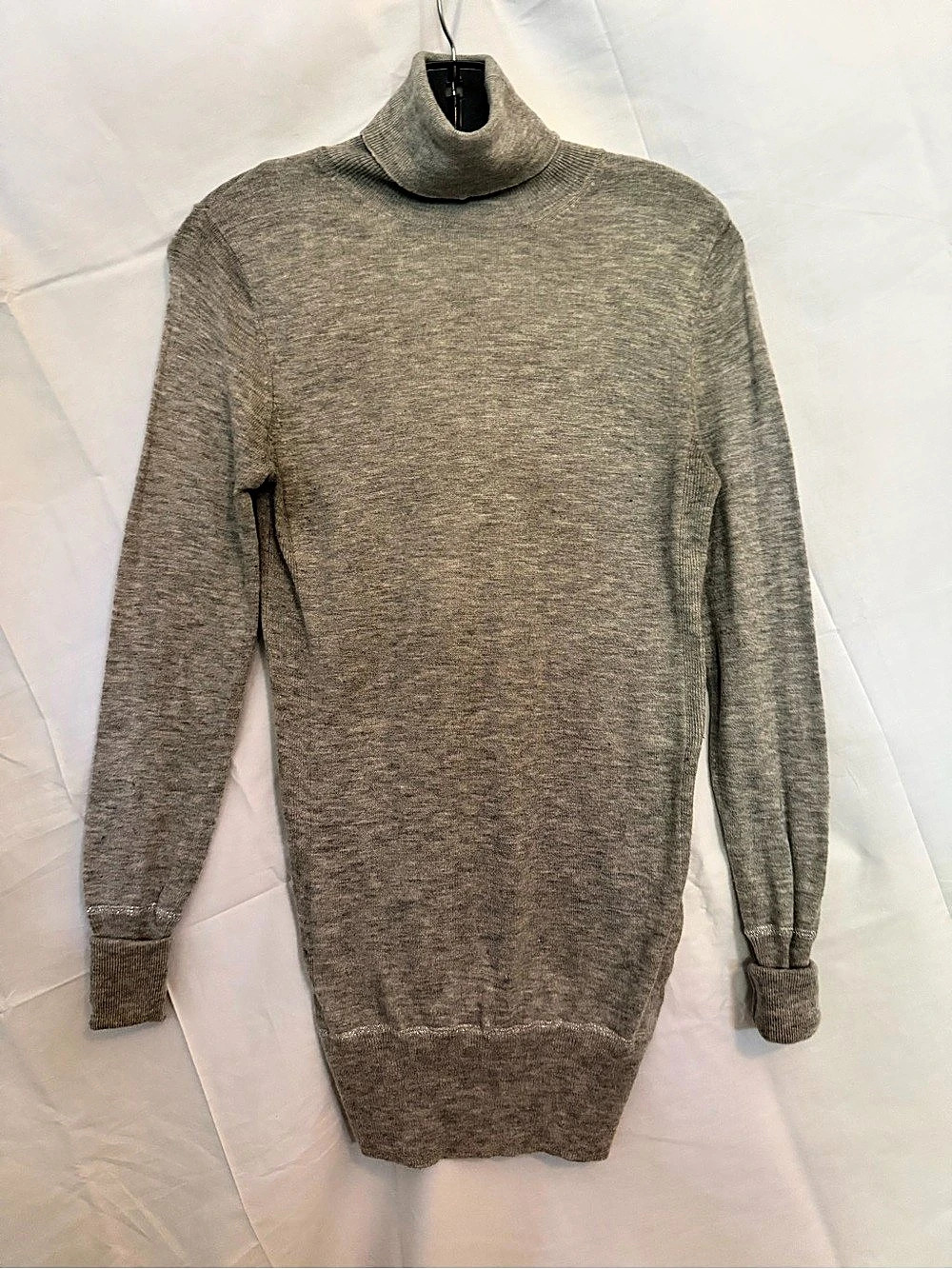 Express Metallic Knit Turtleneck Sweater Gray Small